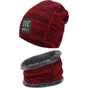 Unisex  Winter Beanie Hat Scarf Set Warm Knit Hats Cap Neck Warmer